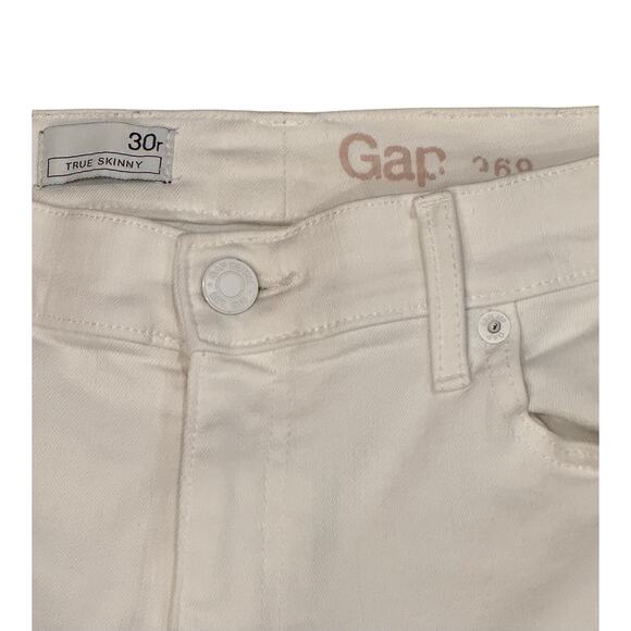 Gap 1969 Women’s 30R True Skinny White Jeans | Mid-Rise Stretch Classic Denim - Picture 3 of 9